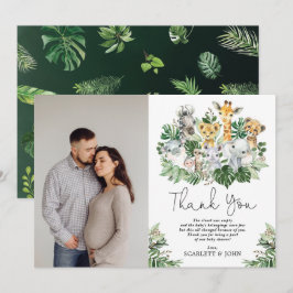 ワイルドジャングルサファリ動物トロピカルベイビーシャワー サンキューカード