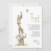 ワイルドジャングルサファリ動物 縦 キッズ誕生日 サンキューカード (正面)