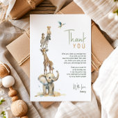 ワイルドジャングルサファリ動物 縦 キッズ誕生日 サンキューカード