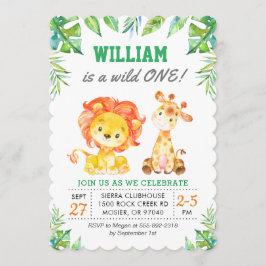 ワイルドジャングルサファリ1男誕生日パーティー 招待状