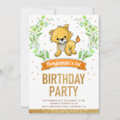 ワイルドジャングルサファリ かわいい赤ちゃんライオンの誕生日パーティー 招待状 (正面)