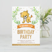 ワイルドジャングルサファリ かわいい赤ちゃんライオンの誕生日パーティー 招待状 (スタンド正面)