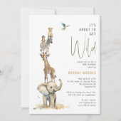 ワイルドジャングルサファリ | 1つの赤ん坊シャワーで 招待状 (正面)