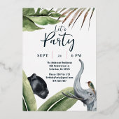 ワイルドジャングルヒョウ21歳の誕生日パーティー 箔招待状 (裏面)