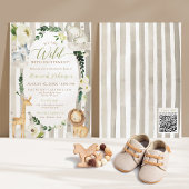 ワイルドジャングルリースサファリアニマルズボーイベビーシャワー 招待状