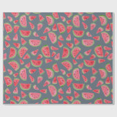 ワイルドスイカのグレーギフトラップ水色 ラッピングペーパー (フラット)