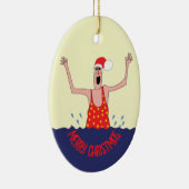 ワイルドスイミングウーマンクリスマス セラミックオーナメント (右)