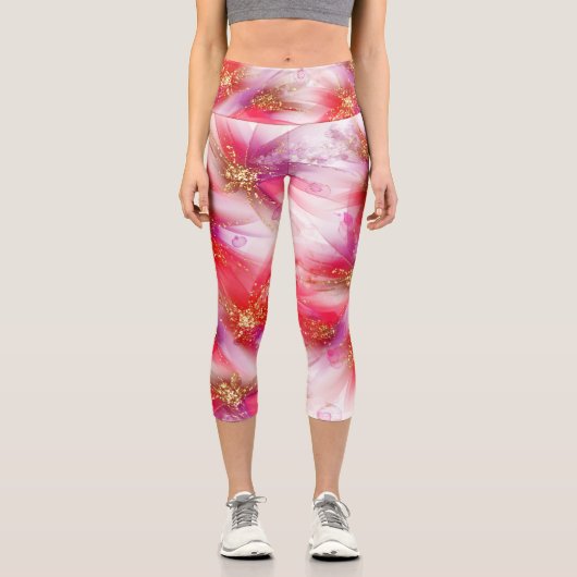 ワイルドスカーレットクリムゾンフローラアルコールインク カプリレギンス (正面)