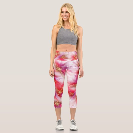 ワイルドスカーレットクリムゾンフローラアルコールインク カプリレギンス (正面)