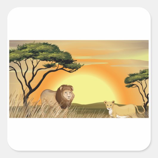 ワイルドスクエアステッカーにライオンズ スクエアシール (正面)