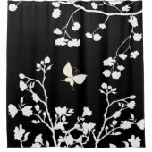 ワイルドスタイリッシュで白黒の蝶 シャワーカーテン (正面)