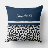 ワイルドスタイルアニマルプリントネイビーブルーアクセントピロー クッション (正面)