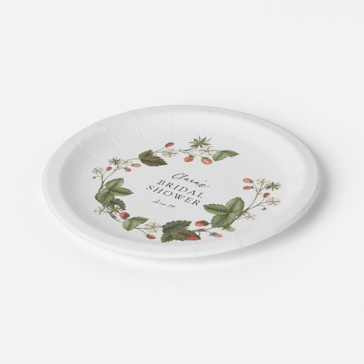 ワイルドストロベリーのブライダルシャワー ペーパープレート (アングル)