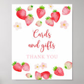 ワイルドストロベリーカードとギフト誕生日サイン ポスター (正面)