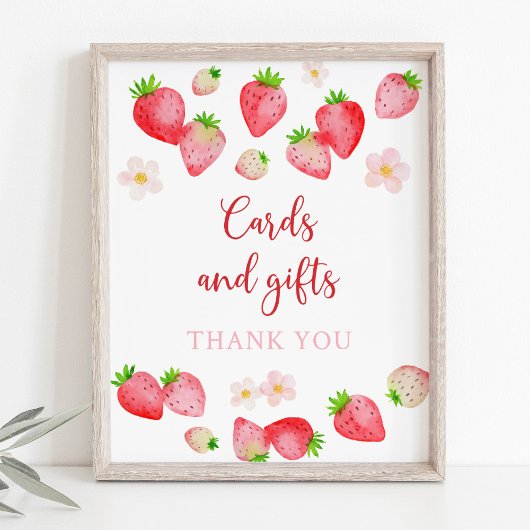 ワイルドストロベリーカードとギフト誕生日サイン ポスター