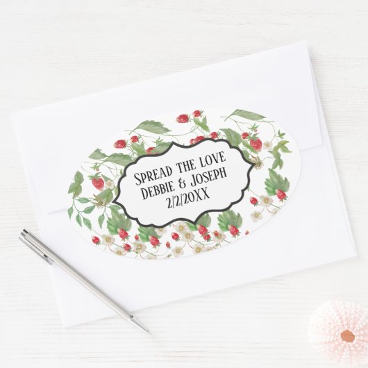 ワイルドストロベリージャム結婚式の引き出物ブライダルシャワー 楕円形シール (封筒)