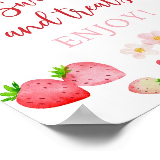 ワイルドストロベリースイートトリート誕生日標識 ポスター (角)