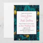 ワイルドストロベリー、黄色と青 招待状 (正面/裏面)