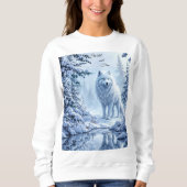 ワイルドスノーウルフ捕食者自然冬の芸術 スウェットシャツ (正面)