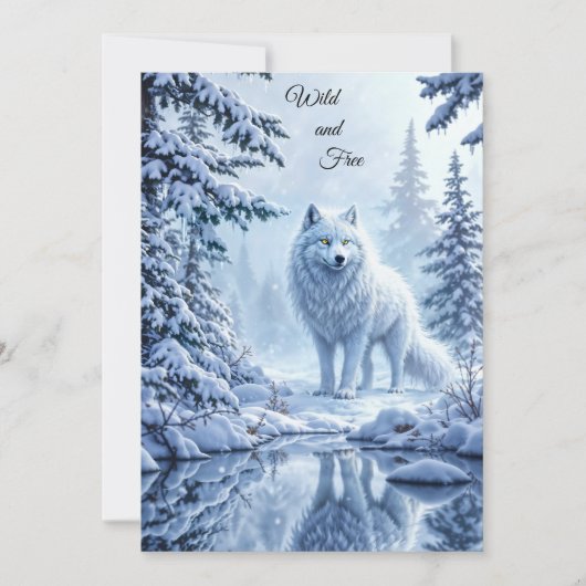 ワイルドスノーウルフ捕食者自然冬の芸術 招待状 (正面)