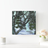 ワイルドスノーフクロウの冬の装飾に スクエア壁時計 (ホーム)