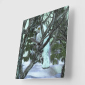 ワイルドスノーフクロウの冬の装飾に スクエア壁時計 (傾斜)