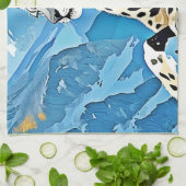 ワイルドスノーレオパードデザイン キッチンタオル (折り畳み)