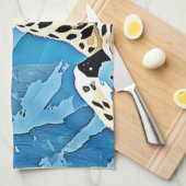 ワイルドスノーレオパードデザイン キッチンタオル (四つ折り)