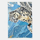 ワイルドスノーレオパードデザイン キッチンタオル (縦)