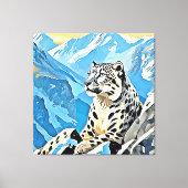 ワイルドスノーレオパードデザイン キャンバスプリント (正面)