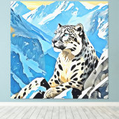 ワイルドスノーレオパードデザイン キャンバスプリント (インサイチュ (ウッドフロア))