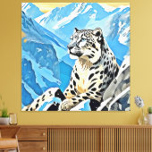 ワイルドスノーレオパードデザイン キャンバスプリント (インサイチュ (リビング))