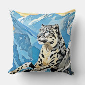 ワイルドスノーレオパードデザイン クッション (正面)