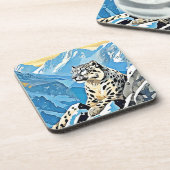 ワイルドスノーレオパードデザイン コースター (左側)