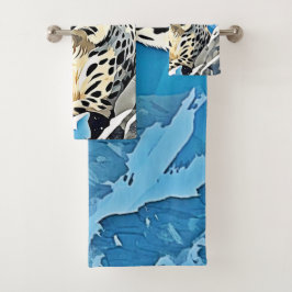 ワイルドスノーレオパードデザイン バスタオルセット