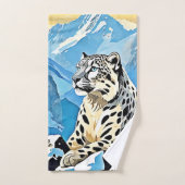 ワイルドスノーレオパードデザイン バスタオルセット (ハンドタオル)