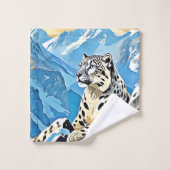 ワイルドスノーレオパードデザイン バスタオルセット (ウォッシュタオル)