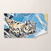 ワイルドスノーレオパードデザイン バスタオルセット (ハンドタオル)