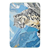 ワイルドスノーレオパードデザイン バスマット (正面縦)