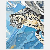 ワイルドスノーレオパードデザイン フリースブランケット (正面)