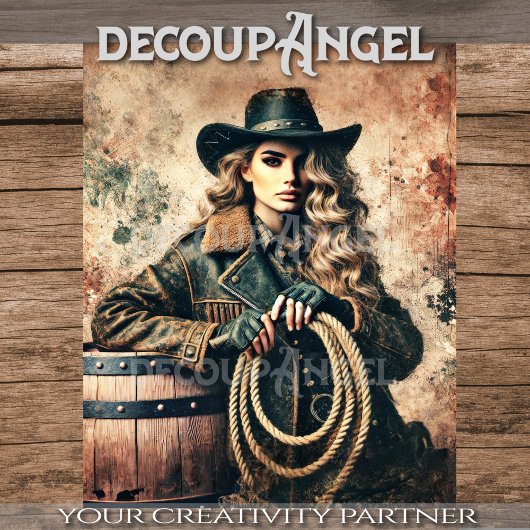 ワイルドスピリット女性のカーボーイデコパージュ 薄葉紙