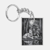 ワイルドスピリット:インディアンと狼 キーホルダー (正面左)