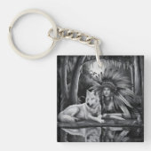 ワイルドスピリット:インディアンと狼 キーホルダー (正面)