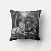 ワイルドスピリット：インディアンと狼 クッション (裏面)