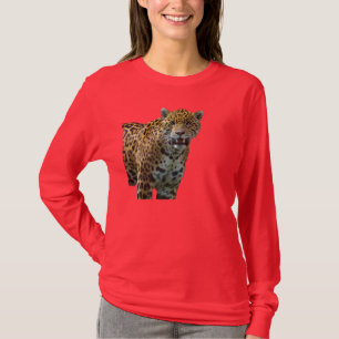 ワイルドスポッテジャガー大きな猫デザイナーシャツ Tシャツ