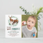 ワイルドスリーウッドランドアニマルズ誕生日招待状 案内状 (スタンド正面)