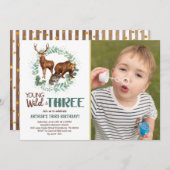 ワイルドスリーウッドランドアニマルズ誕生日招待状 案内状 (正面/裏面)