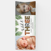 ワイルドスリーサファリジャングル3rd誕生日フォトバナー 横断幕 (縦)