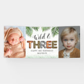 ワイルドスリーサファリジャングル3rd誕生日フォトバナー 横断幕 (横)