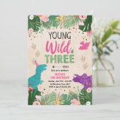 ワイルドスリーディノパーティーガールピンクディゾロウ誕生日 招待状 (スタンド正面)
